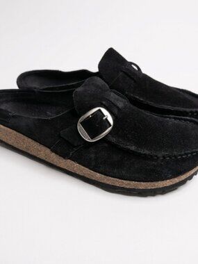 Birkenstock Buckley Clogs Mules Women US 7.5 / EU 38 Black Suede Slip On